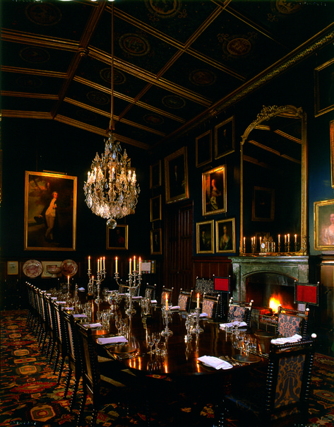 Dining Room at Eastnor Castle Gothic Castle Interior, Castle Aesthetic Interior, Victorian Gothic Mansion, Gothic Dining Room, Room Aesthetic Dark, Victorian Bohemian Decor, Eastnor Castle, Victorian Castle, Modern Bohemian Decor