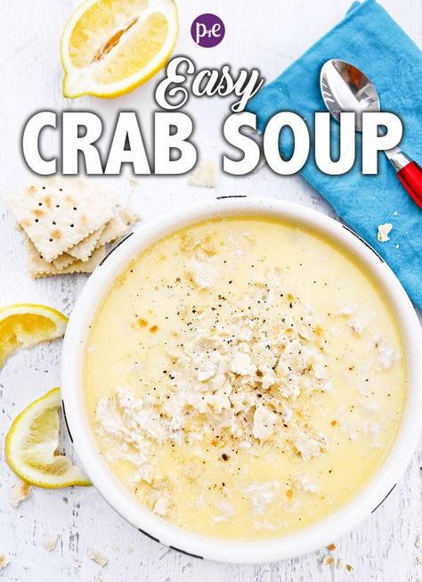 This Crab Soup only requires five ingredients and it is done in less than 30 minutes! A hearty soup that will fill you and warm you up. Simplicity wins! #soup #crabsoup #crabmeat Easy She Crab Soup, Pepper Crab Soup, Pepper Jack Crab Soup Recipe, Cream Of Crab Soup Recipe Easy, Pepper Jack Crab Soup, She Crab Soup Recipe South Carolina, She Crab Bisque Recipe, Crab Soup Recipes Easy, Easy Crab Soup