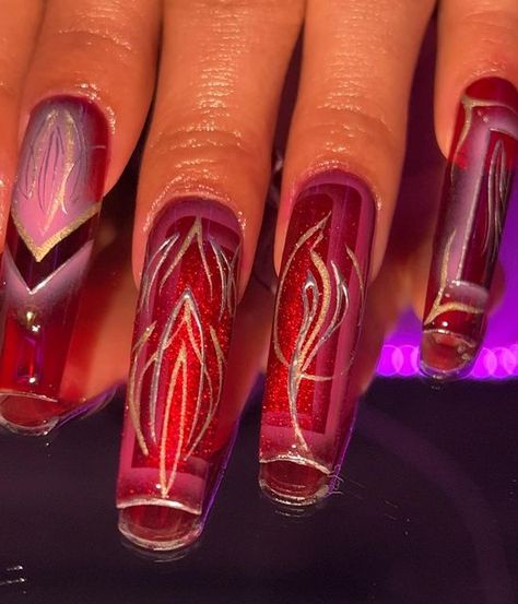 Lowrider Nails Acrylic, Lowrider Inspired Nails, Hot Rod Nails, Pinstripe Nail Designs, Low Rider Inspired Nails, Low Rider Nails, Lowrider Nail Designs, Lowrider Pinstripe, Lowrider Pinstriping