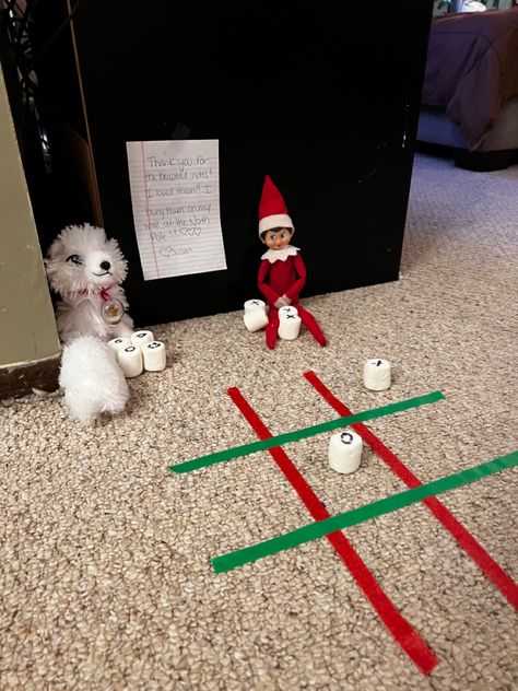 Elf on the shelf ideas Fun cute elf pet Elf On The Shelf Ideas With Elf Pets, Elf On The Shelf Tic Tac Toe, Elf Tic Tac Toe, Elf On The Shelf With Pet Ideas, Elf With Pet Ideas, Elf On The Shelf With Pets, Elf On Shelf Pet Arrival, Elf And Pet Ideas, Elf On The Shelf Dog Ideas