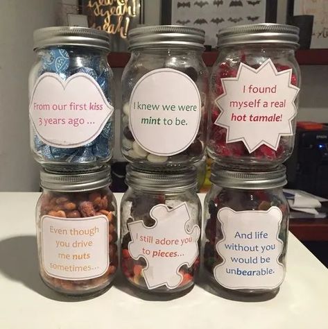 Candy Messages, Diy Valentine Gifts For Boyfriend, Bday Gifts For Him, Love Jar, Thoughtful Gifts For Him, Romantic Gifts For Him, Creative Gifts For Boyfriend, Diy Gifts For Him