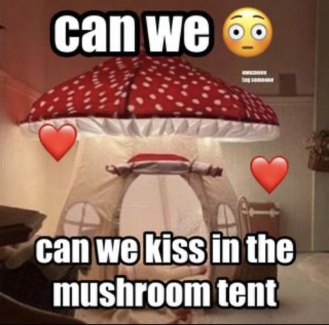 Mushroom Tent, Can We Kiss, Happy Happy Happy, The Mushroom, Cute Messages, Lovey Dovey, Cute Memes, Wholesome Memes, Pick Up Lines