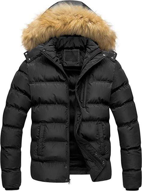 Amazon.com: Pursky Parka Jacket Men Cotton Thicken Warm Double Hooded Quilted Puffer Water-Repellent Windproof Classic Design Winter Coats Black XL : Clothing, Shoes & Jewelry Puffer Jacket Fits, Kids Winter Jackets, Bubble Coat, Men's Trench Coat, Mens Suit Vest, Mens Puffer Jacket, Classic Trench Coat, Fur Parka, Trench Coat Men