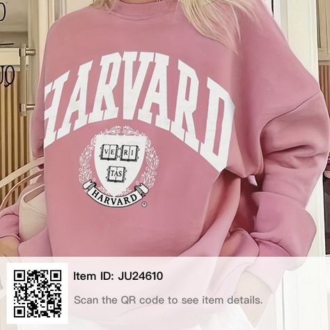 Harvard Sweatshirt, Pink Sweatshirt, Clothing Size Chart, Womens Clothing Sizes, Print Pullover, White Sweatshirt, Casual Sweatshirt, Long Sleeve Casual, Long Sleeve Sweatshirts