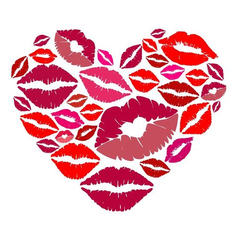 A bunch of kisses shaped into a heart. Get this printed on shirts and different products. A great gift for loved ones on Valentine's day Kiss Graphic, Kiss Mark, Carpet Shops, Incubus, Watch Party, Love Kiss, Lip Art, Flower Art Painting, Loved Ones