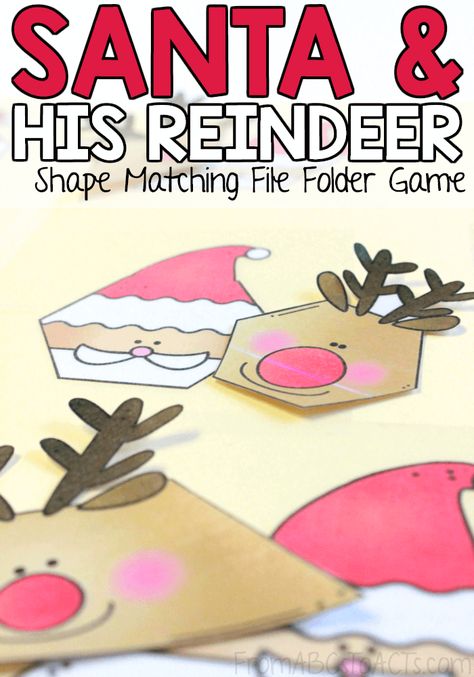 Reindeer Preschool Theme, Montessori Christmas Activities, Reindeer Shapes, Matching Shapes, Christmas Shapes, Folder Activities, Christmas Learning, Preschool Christmas Activities, Teaching Shapes