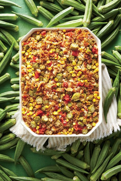 Sauteed Okra, Okra And Tomatoes, Southern Living Recipes, Okra Recipes, Rice Casserole Recipes, Vegetable Casserole, Squash Casserole, Corn Casserole, Rice Casserole