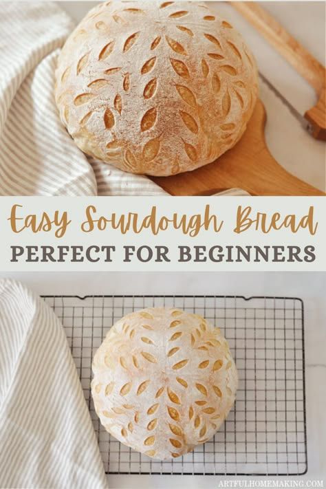 Try this simple sourdough bread recipe that's a great choice for beginners! Sourdough Bread Without Yeast, Sourdough Bread Dutch Oven Recipe, Easy Sourdough Bread Recipe Without Dutch Oven, Light Sourdough Bread Recipe, Beginners Sourdough Bread Recipe, Round Sourdough Bread, One Day Sourdough Bread Recipe, Sourdough Bread In Bread Maker, Small Loaf Sourdough Bread