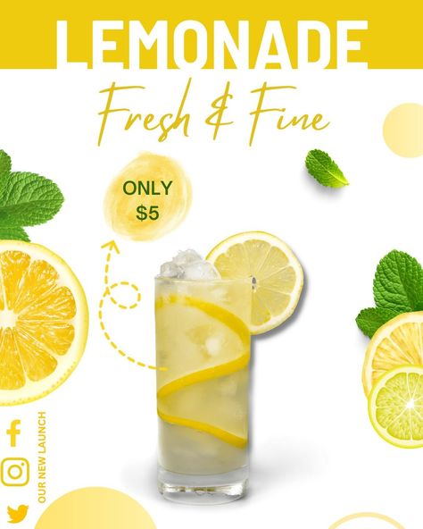 Canva lemonade ad poster Lemonade Advertisement, Lemonade Poster, Fresh Squeezed Lemonade, Ad Poster, Lemon Tea, Canva Design, Fruit Juice, Advertising Design, Flyer Design