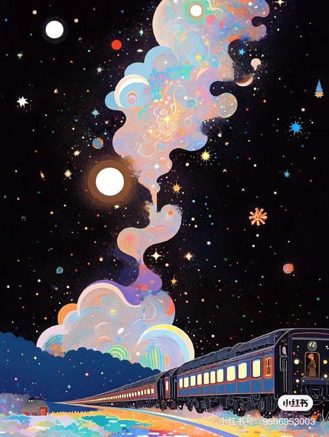 World Design Art, Sky Aesthetic Illustration, Cute Space Aesthetic, Dreamscape Illustration, Space Aesthetic Art, Milky Way Illustration, Space Illustration Art, Dreamland Aesthetic, Dream Visual