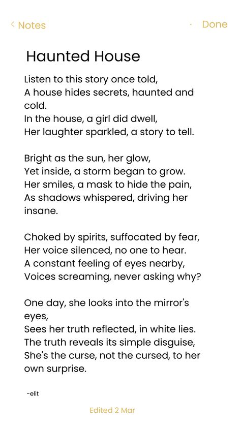 Listen to this story once told,  of the Haunted house where past lies beneath dark skies.  a poetry on trauma Haunted House Stories, House Names, Book Writing, Book Writing Tips, Dark Skies, Haunted House, Writing Tips, Writing Prompts, Writing A Book