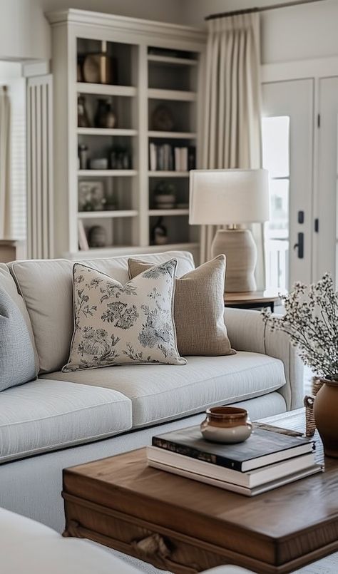 How To Style A Living Room Around A Grey Couch Neutral Living With Pop Of Color, Light Grey Sofa Rug Ideas, Grey Chesterfield Sofa Living Room Ideas, Living Room With Light Grey Sofa, Living Room With Light Blue Couch, Mint Sofa Living Room, Living Room Light Gray Couch, Sofa Loveseat Chair Layout, Baby Blue Sofa Living Room