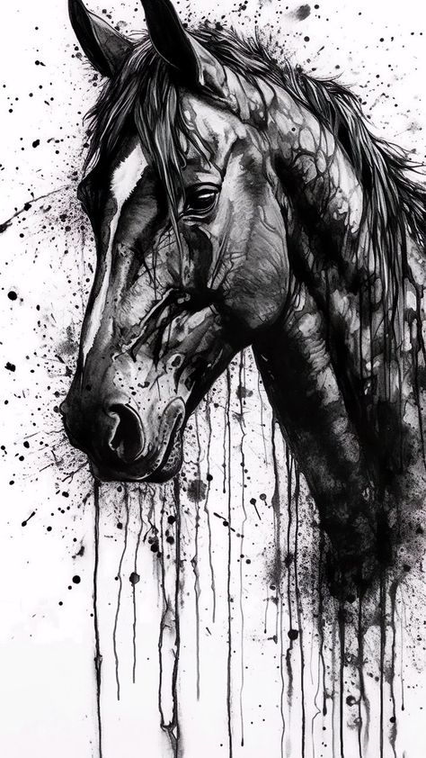 Equine Art Pencil Drawings, Wallpaper Horse, Horse Tattoo Design, Charcoal Painting, Horse Canvas Painting, Crazy Tattoos, Horse Paintings, Horse Sketch, Animal Illustration Art