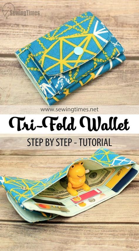 Small Wallet Pattern Free, Small Wallet Sewing Pattern, Fabric Wallet Diy, Small Wallet Diy, Free Wallet Sewing Patterns, Diy Wallet Pattern Free, Trifold Wallet Pattern, Sewing Times, Diy Wallet Tutorial