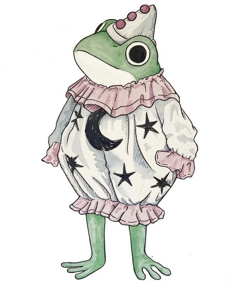 Frog Sketch, Frog Illustration, Frog Drawing, Send In The Clowns, Frog Art, A Frog, Arte Inspo, Cute Frogs, Cute Little Drawings