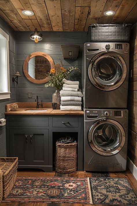 Moody Laundry Room, Basement Laundry Room, Dream Laundry Room, Basement Laundry, Large Laundry Rooms, Laundry Room Renovation, Interior Design Per La Casa, Shabby Home, Laundry Room Remodel