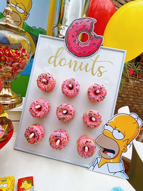 The Simpsons, Loren's Birthday | CatchMyParty.com Simpsons Themed Party, Simpsons Party Ideas, The Simpsons Party Ideas, Simpson Party Ideas, Simpson Birthday Party, Simpson Birthday Party Ideas, Simpsons Party Decorations, Girly Dinosaur Party, Homer Donut