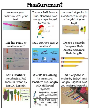 Non Standard Measurement Choice Board Kindergarten Choice Boards, Non Standard Measurement Kindergarten, Measurements Activities, Grade 1 Measurement, Non Standard Measurement Activities, Non Standard Measurement, Math Choice Boards, Measurement Kindergarten, Measurement Activities