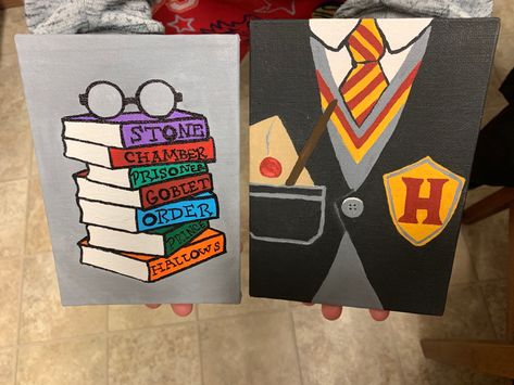 Canvas painting Mini Canvas Art Harry Potter, Small Harry Potter Painting, Harry Potter Painting On Canvas, Canvas Painting Ideas Harry Potter, Harry Potter Aesthetic Painting, Harry Potter Art Painting Canvases, Hogwarts Painting Easy, Harry Potter Painting Ideas On Canvas, Harry Potter Painting Ideas Easy