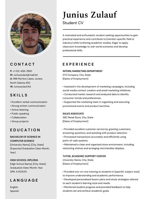 Student CV Free Google Docs Template - gdoc.io Student Cv Template, Curriculum Vitae Template Free, Europass Cv, Student Cv, Academic Cv, Resume Format Download, Online Cv, Artist Cv, Free Resume Template Download