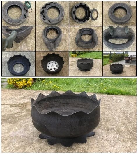 Recycled Tyres Garden, Used Tires Crafts, Recycled Tyres, Repurposed Tire, Concrete Mix Design, Tire Garden, Reuse Recycle Repurpose, Tire Craft, Tire Planters