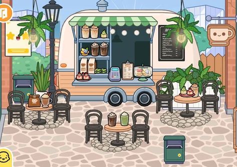 NEW Toca Life World update from Home Designer "Local Shop". This is my aesthetic Coffee Food Truck. Sub please <3 Aesthetic Food Truck, Toca Boca Hair Salon, Asmr Aesthetic, Toca Life World Aesthetic Pfp, Bad Room Ideas, Minecraft Interior, Minecraft Interior Design, Toca Life World, Arts And Crafts Storage