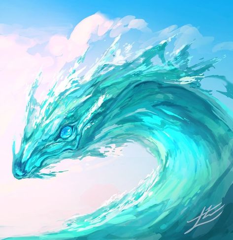 Mythical Water Creatures, Dnd Board, Elemental Dragons, Water Dragon, Magic Design, Underwater Creatures, Water Element, Water Art, Mythical Creatures Art