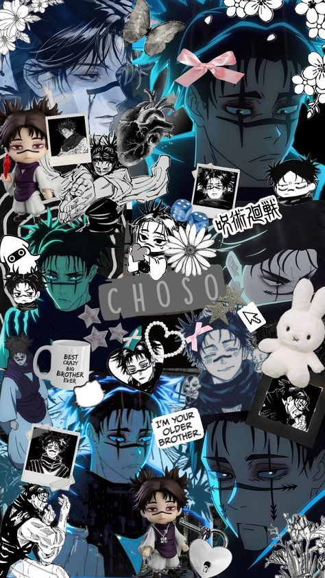 ✨️Choso✨️ jjk Wallpaper Jjk Collage Wallpaper, Choso Aesthetic Wallpaper, Choso Backgrounds, Chibi Choso Jjk, Jujutsu Kaisen Choso Wallpaper, Collage Wallpaper Anime, Choso Jjk Wallpaper, Cute Edgy Wallpaper, Jjk Collage