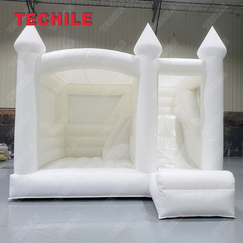 White Bouncy House, Wedding Bouncy Castle, House With Slide, White Bounce House, Jump House, Bounce House With Slide, Pirate Boats, Bubble House, Bouncy House