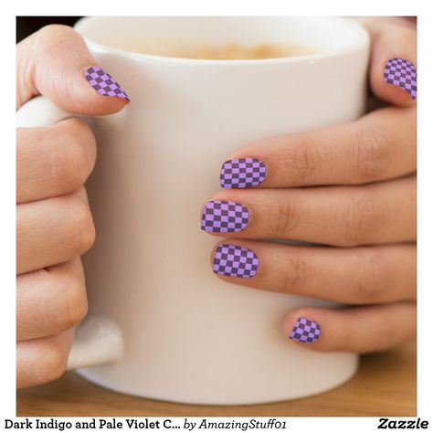 Dark Indigo and Pale Violet Checkerboard Minx Nail Art Checkerboard Nails, Minx Nails, Trendy Nail Art Designs, Orchid Purple, Nail Patterns, Nail Designs Glitter, Nails Coffin, Funky Nails, Nail Sizes