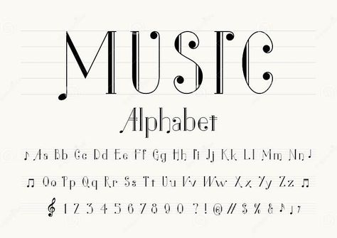 Music font stock vector. Illustration of typography - 143469621 Musical Fonts Alphabet, Slime Packaging, Music Notes Letters, Music Font, Music Notes Drawing, Notes Drawing, Hand Lettering Alphabet Fonts, Gothic Alphabet, Note Fonts