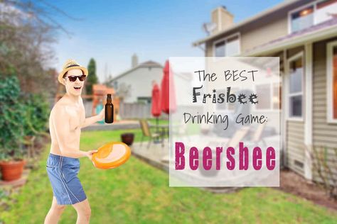 The Beersbee Frisbee Drinking Game (also known as Polish Horseshoes & Bottle Bash) is one of the best outdoor drinking games around the world. Outdoor Drinking Games, Frisbee Games, Horseshoe Game, Camping Jokes, Outdoor Games Adults, Beer Olympic, Games Outdoor, Fun Outdoor Games, Let The Games Begin