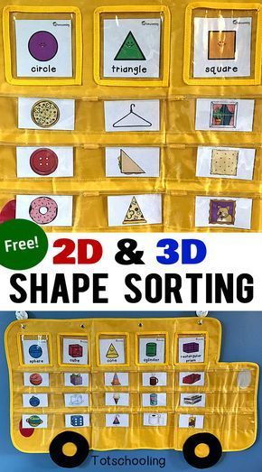 FREE printable Shape Sorting activity with 2D and 3D cards featuring real life objects to identify and sort. Great for preschoolers and kindergarten kids learning about shapes. Designed to be used with our Apple to Zebra pocket chart! Sorting Shapes Preschool, Kindergarten Mathematics, Kindergarten September, Shape Activities Kindergarten, 2d 3d Shapes, Shape Sorting Activities, Math Preschool, Shape Activities, Pocket Chart Activities