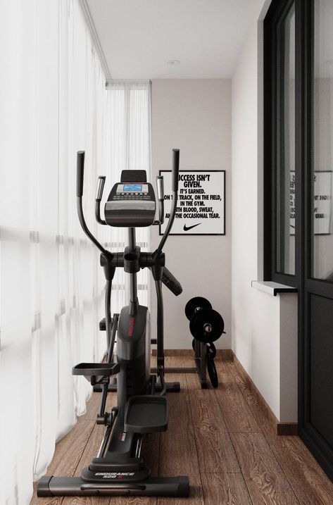 Balcony Gym Ideas, Small Corner Decor, Balcony Gym, Small Home Gyms, Garage Guest House, Mini Gym, Balcony Design Ideas, Gym Room At Home, Gym Interior