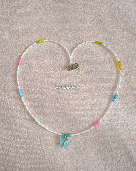 Pastel Beaded Butterfly necklace for 170/- Beaded Butterfly Necklace, Beaded Butterfly, Butterfly Necklace, Pastel, Quick Saves