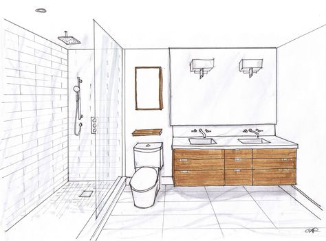 Small Bathroom Floor Plans with both tub and shower | Room design and renderring by Carol Reed Interior Design Small Bathroom Floor Plans, Small Bathroom Plans, Design De Configuration, Floor Plan Sketch, Bathroom Design Plans, Bathroom Layout Ideas, Bathroom Layout Plans, Small Bathroom Layout, Bathroom Plan