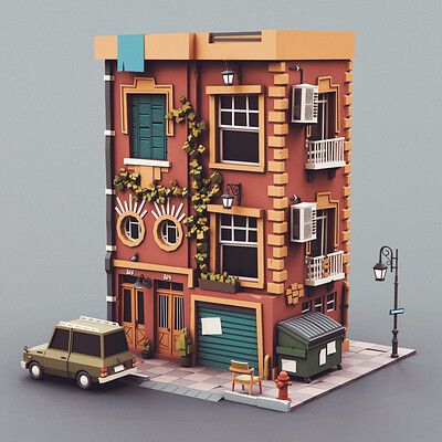 ArtStation - Piccopoly Aesthetic Lego, Low Poly Building, Lowpoly 3d, Cartoon Building, Blender Ideas, London Buildings, Pen Art Work, Isometric Drawing, Cartoon House