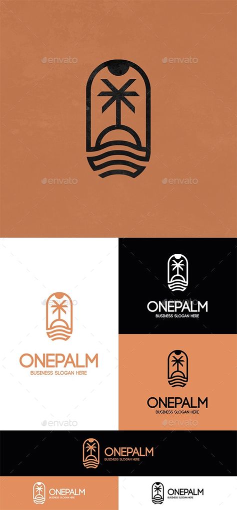 One Palm Logo - Nature Logo Templates Geometric Palm Tree, Palm Tree Logo, Palm Logo, Logo Nature, Nature Logo, Tree Logos, Natural Logo, Ocean Water, Best Logo Design