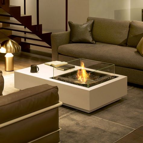 Rectangular Fire Pit, Coffee Table Centerpieces, Bioethanol Fireplace, Patio Fire Pit, Stylish Coffee Table, Real Fire, Renewable Sources Of Energy, Table Top Design, Fire Table