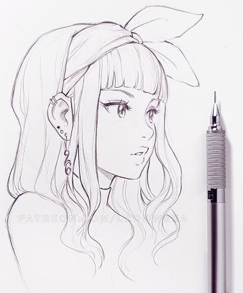 Beautiful Pencil Drawings, 심플한 그림, Girl Drawing Sketches, 얼굴 그리기, Illustration Art Girl, Art Drawings Sketches Creative, Anime Drawings Tutorials, Girls Cartoon Art, 영감을 주는 캐릭터