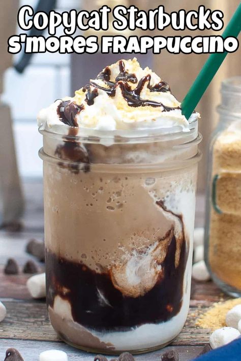 Home Frappe Recipe, Starbucks Espresso Frappuccino Recipe, At Home Frappuccino Recipe, Diy Frappe Recipes At Home, Easy Starbucks Drinks At Home, How To Make A Frappuccino At Home, Smore Frappe Recipe, Diy Frappucino, Smores Frappuccino Starbucks Recipe