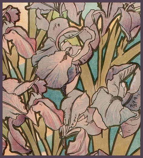 Alphonse Mucha "Les Fleurs-The Iris" 1898 (detail modified… | Flickr Mucha Tattoo, Plum Leaves, Art Deco Tattoo, Art Nouveau Mucha, Art Deco Flowers, Motifs Art Nouveau, Illustration Art Nouveau, Alphonse Mucha Art, Mucha Art