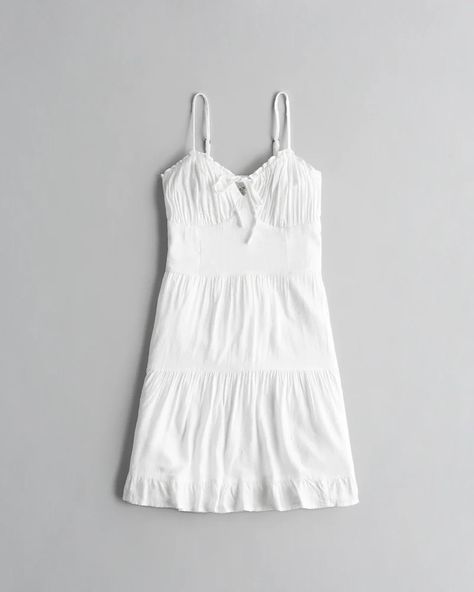 Girls Ruched Short Dress | Girls Dresses & Rompers | HollisterCo.com Teen Clothing, Tiered Skirt, Dress Romper, Clothing For Women, Outfits For Teens, Short Dress, Sweetheart Neckline, Hollister, Jumpsuit Dress