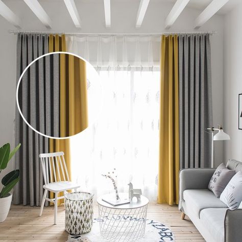 Patchwork Blackout Curtain Panels Gold 4 Prong Pinch Pleat Drapery for Living Room, Gray and Yellow, 84"W x 63"L, 2 Piece Mustard Curtains Living Room, Grey And Mustard Living Room Ideas, Grey And Mustard Curtains, Mustard Curtains, Zebra Living Room, Yellow Curtains Living Room, Grey Curtains Living Room, Grey And Yellow Living Room, Yellow Decor Living Room