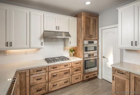 Hickory And White Kitchen Cabinets, Tennessee Barndominium, Southwest Interiors, Hickory Kitchen Cabinets, Florida Kitchen, Hickory Kitchen, Light Wood Kitchens, Knotty Alder, Wood Kitchen Cabinets