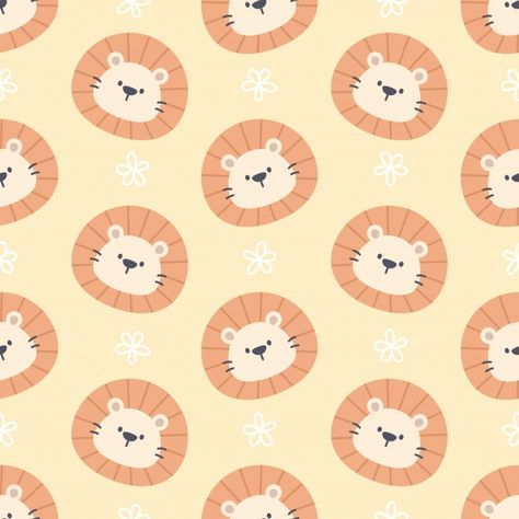 Cute lion seamless pattern background Pr... | Premium Vector #Freepik #vector #pattern #hand #character #cartoon Hipster Accessories, Walpapers Cute, Lion Vector, Lion Pattern, Lion Illustration, Blog Wordpress, Cat Paw Print, Animal Doodles, Character Cartoon