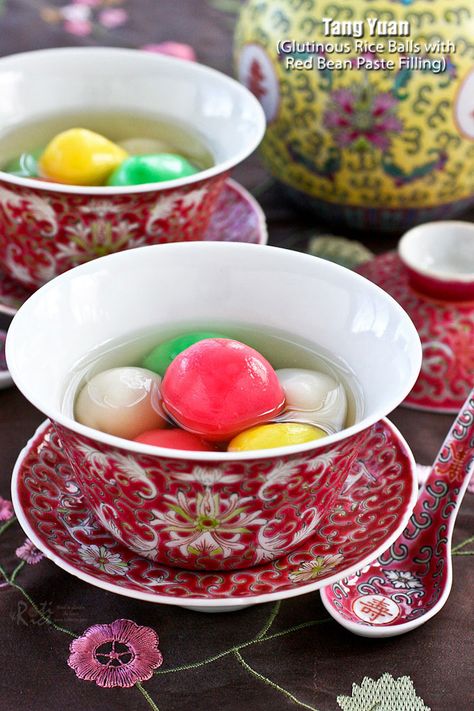 Chinese New Year Desserts, Glutinous Rice Balls, Solstice Festival, Tang Yuan, Rice Dumplings, Clear Soup, Happy Winter Solstice, Sweet Soup, Sweet Red Bean