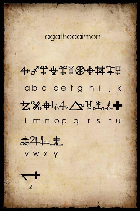 Alchemical symbols arranged with alphabetical correspondences. This is available as a free True Font download for your PC at dafont.com.  The font is called Agathodaimon - type that in the search box at the site, Another excellent set of characters for secret writing in a Book of Shadows. Symbol Alphabet, Alfabeto Viking, Secret Writing, Alchemical Symbols, Ancient Alphabets, Different Alphabets, Alphabet Code, Alchemic Symbols, Alphabet Symbols