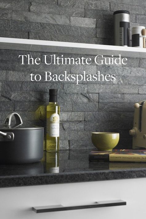 The Ultimate Guide to Backsplashes. A simple way to upgrade your kitchen. Neutral Backsplash Kitchen Black Counters, Dark Brick Backsplash Kitchen, Grey Brick Kitchen Backsplash, Kitchen Backsplash For Dark Countertops, Slate Tile Backsplash Kitchen, Dark Countertop Backsplash Ideas, Backsplash Design Ideas, Wall Tiles Kitchen Backsplash Ideas, Backsplash Ideas For Dark Countertops