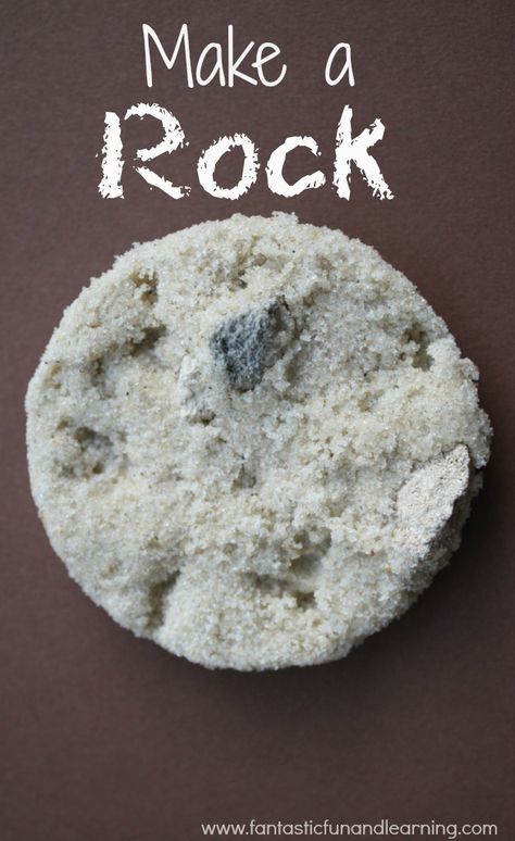 How to Make a Rock with glue, pebbles, and sand! Science experiment to show the rock cycle. From Fantastic Fun and Learning #stem Atmosphere Science Project, Rock Stem Activities, Rock Crafts For Preschoolers, Rocks And Minerals 3rd Grade, Preschool Rock Activities, Make Your Own Rocks, Rocks And Minerals Activities, Rock Experiments, Rock Study